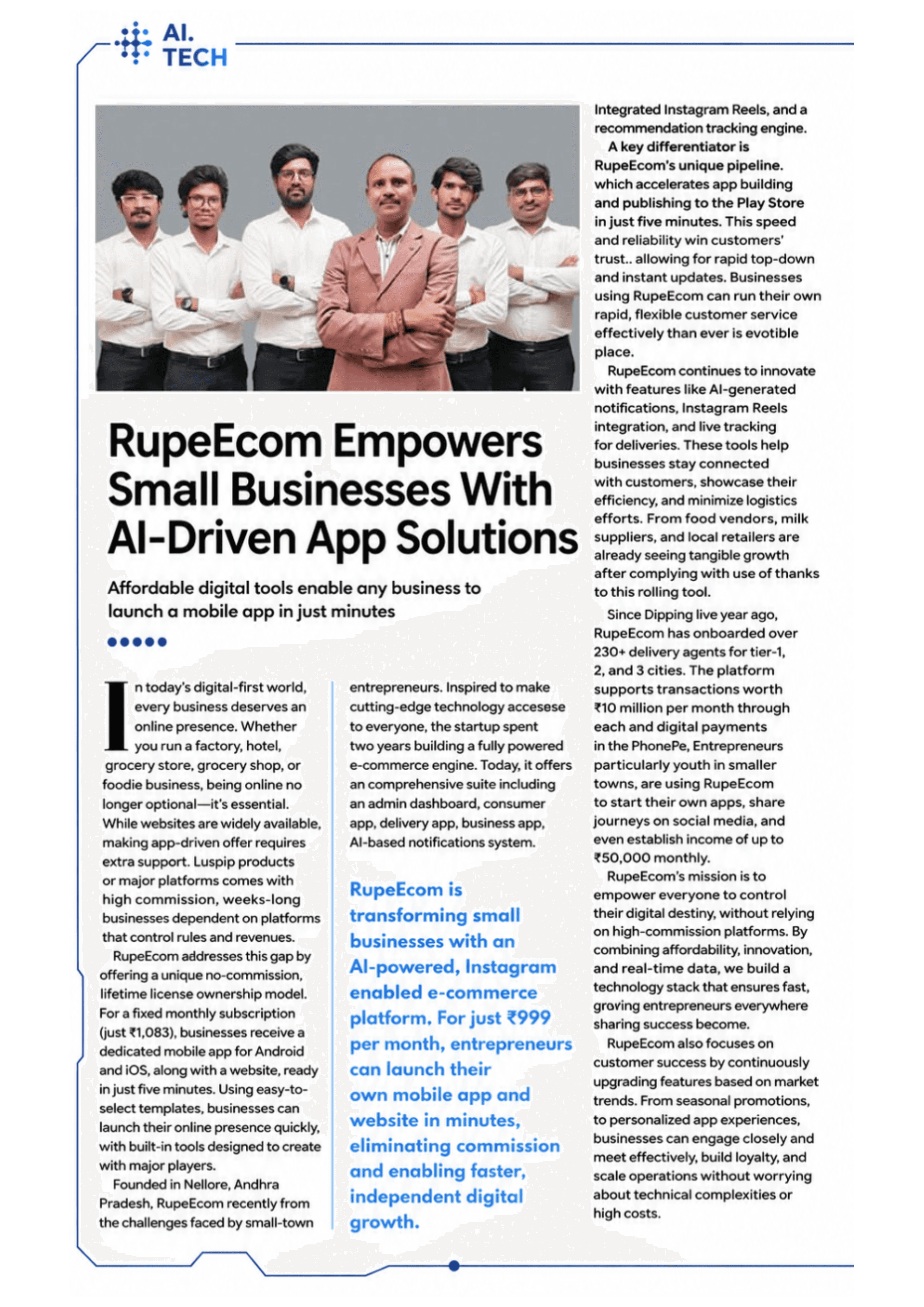 RupeEcom featured in Outlook Magazine